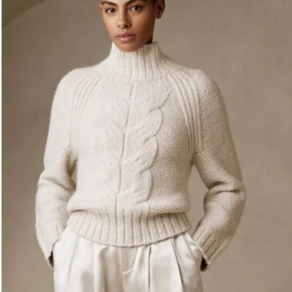 NWT Banana Republic Italian Wool Blend Marled Mockneck Sweater - Picture 6 of 12